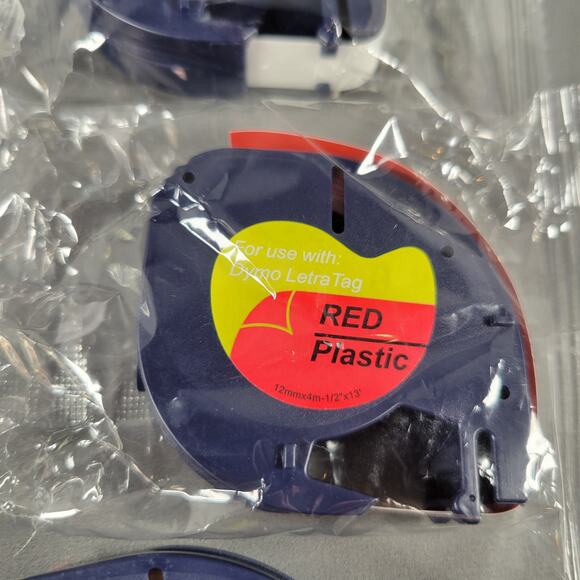 Dymo LetraTag Plastic Label Tapes 12mm Lot of 8 New & Used White Red Blue Yellow - Picture 4 of 7